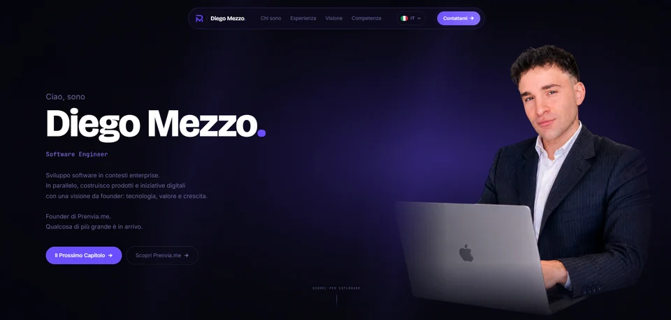 Anteprima del portfolio personale multilingua diegomezzo.com.